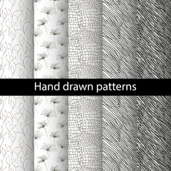 seamless hand drawn pattern set of 5 objects