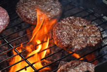 Meat Burgers For Hamburger Grilled On Flame Grill