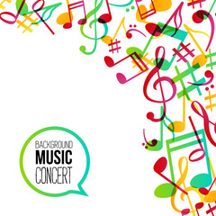 Wall Mural - Music background. Musical background with musical notes. Vector rainbow colorful background