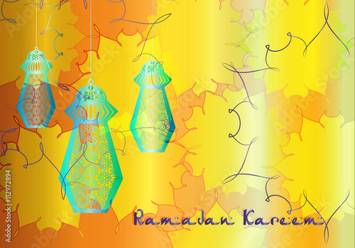 Ramadan Kareem Colorful Eid Lanterns Hanging From The Ropes With