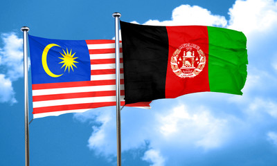 Malaysia flag with afghanistan flag, 3D rendering