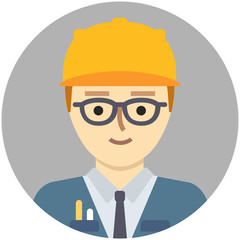 Sticker - Engineer Avatar Male . Modern minimalistic design.