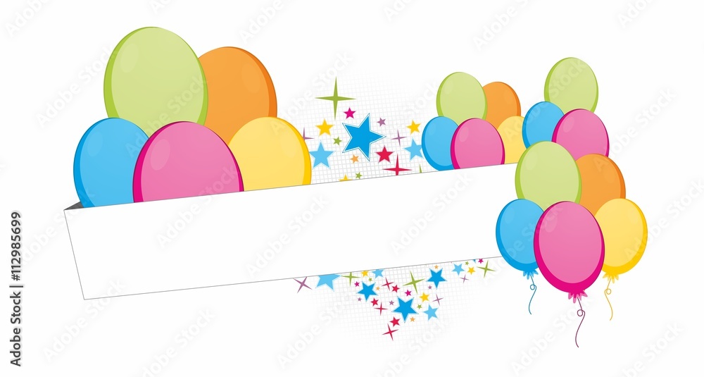 Urodzinowe kolorowe balony  - obrazy, fototapety, plakaty 
