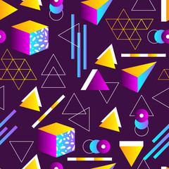 Wall Mural - seamless geometric pattern in retro 80s style. doodle geometric shapes. abstract vector background. 