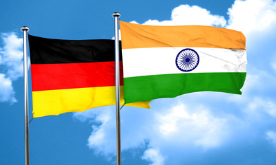 Wall Mural - German flag with India flag, 3D rendering