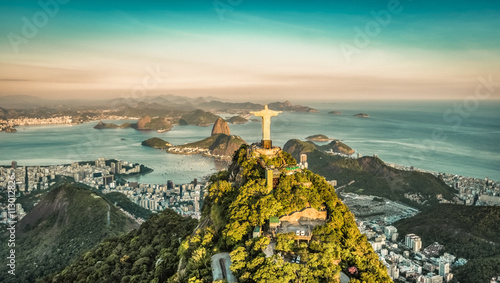 Cuadros en Lienzo Aerial view of Botafogo Bay from high angle, Rio De Janeiro