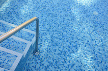 Steps Into The Pool.Turquoise Water.