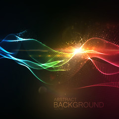 3d illuminated neon digital wave