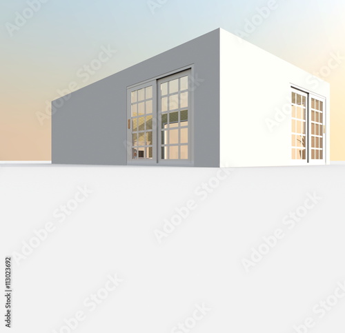 3d Exterior Rendering Perspective View Of Cube Home
