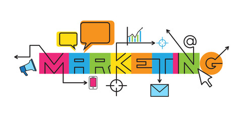 Wall Mural - MARKETING Line Icon Sketch Notes
