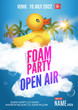 Foam Party summer Open Air. Beach party foam party poster or flyer design template