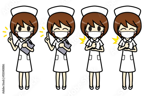 シンプルキャラクター 会話 表情イラスト集 看護師 マスク 女性