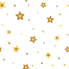 Wall Mural - stars seamless pattern gold and white retro background. chaotic elements. abstract geometric shape t