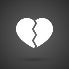 Poster -  a broken heart    white icon on a dark  background