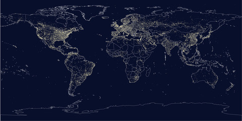 earth's city lights political map