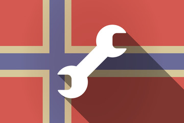 Canvas Print - Long shadow Norway flag with a wrench