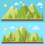 Fototapeta  - Mountains landscape flat