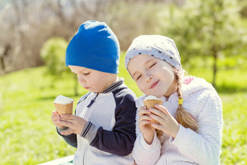 toddler happy children eating ice cream