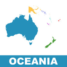 Political Map Of Oceania. Flat Vector