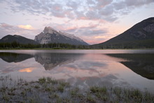 Mount Rundle At Sunset Reflected In Vermillion Lake, Banff National Park, Alberta, Rocky Mountains, Canada
