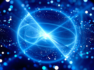 Wall Mural - blue glowing power source in space