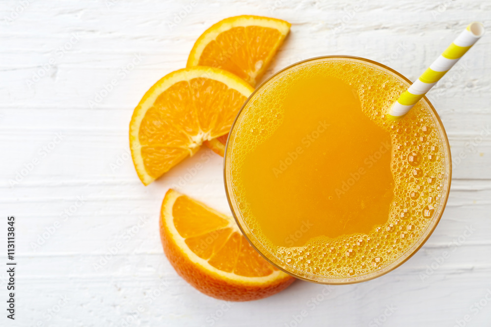 Glass of fresh orange juice - obrazy, fototapety, plakaty 