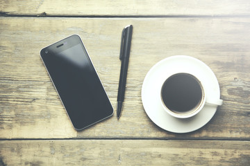 Poster - coffee and  phone