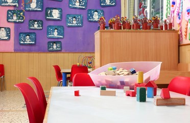 Wall Mural - toys in a nursery class without children