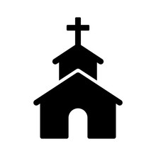 Christian Church / Chapel With Cross Flat Icon For Apps And Websites