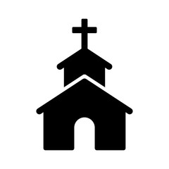 christian church / chapel with cross flat icon for apps and websites
