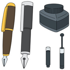 Sticker - vector set of fountain pen