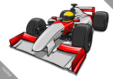 Funny Fast Cartoon Formula Race Car Vector Illustration Art