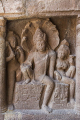 Wall Mural - Carving in Ellora caves near Aurangabad, Maharashtra state in India