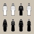 Traditional muslim people icon set