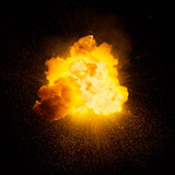 Fototapeta Łazienka - Realistic fiery explosion over a black background