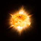 Fototapeta  - Realistic fiery explosion over a black background