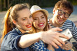 © vladstar - Smiling friends making selfie outdoors