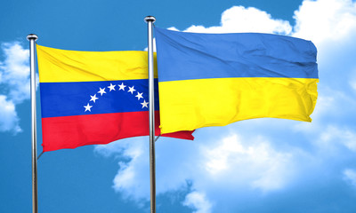 Venezuela flag with Ukraine flag, 3D rendering