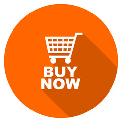 Fototapete - Flat design round orange buy now vector icon