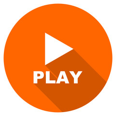 Poster - Flat design orange round play vector icon
