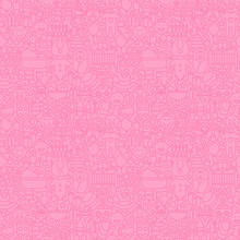 Thin Line Pink Baby Girl Seamless Pattern