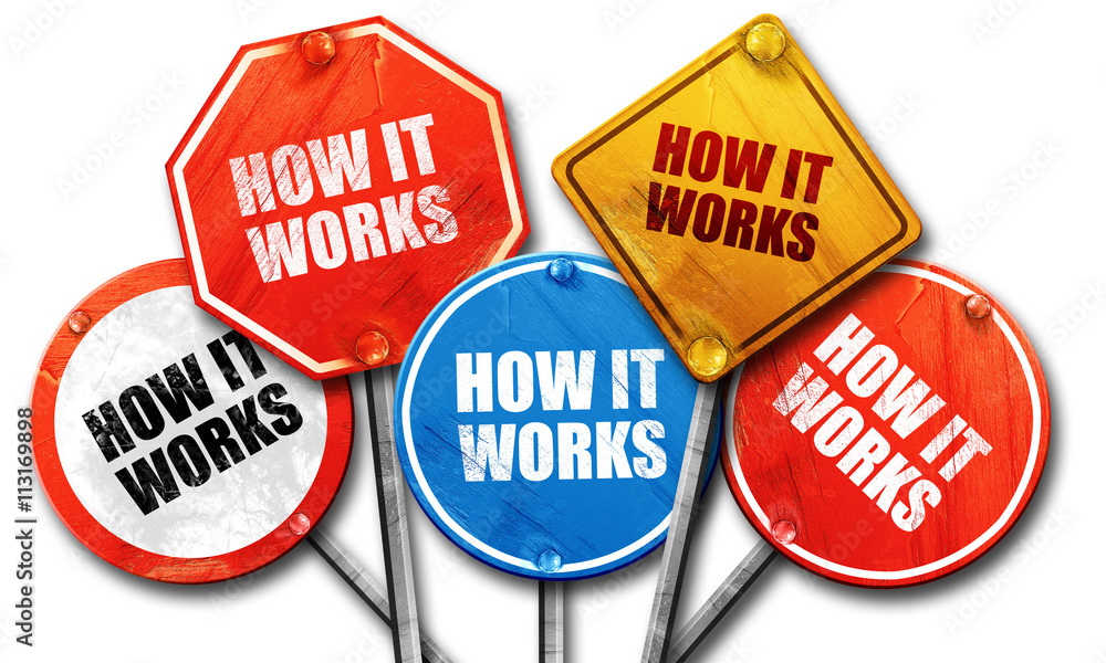 how it works, 3D rendering, street signs Stock Illustration | Adobe Stock