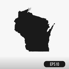 Wall Mural - Wisconsin  State vector map. High detailed silhouette illustrati