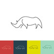 One line rhinoceros design silhouette. Hand drawn minimalism style vector illustration