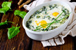 Spinach baked with cheese, egg and rice