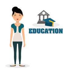 Education design. University icon. Colorfull and isolated illust