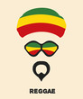 Abstract Rastaman man's face with a beard, glasses and colored b