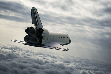 Wall Mural - space shuttle in the clouds