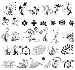  34 Floral elements in various styles