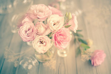 Gentle Vintage Bouquet Of Beautiful Pink Flowers